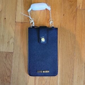 Steve Madden Black Phone Case with Chain Strap